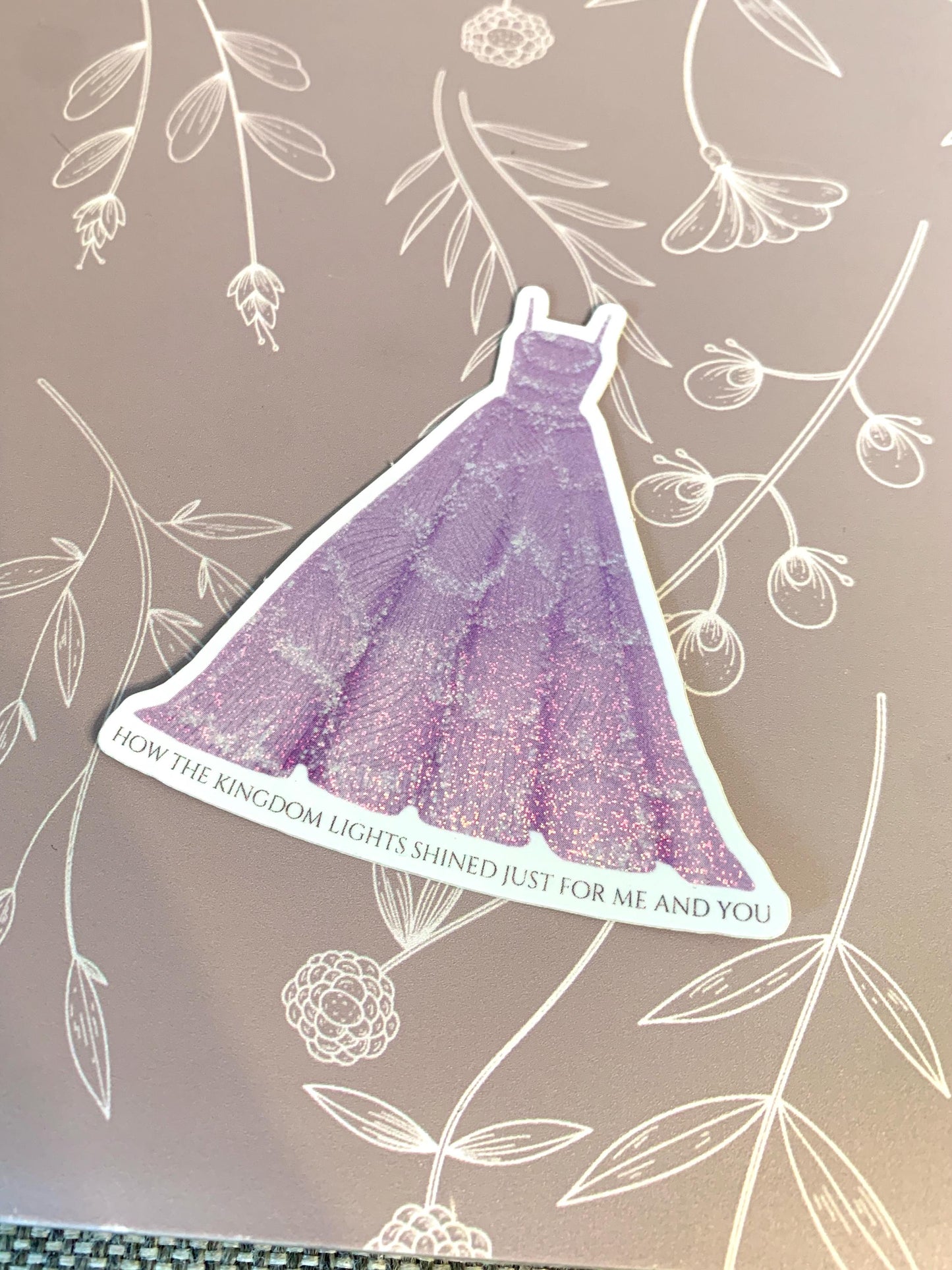 Swirls Lilac Eras Dress Sticker, How the Kingdom Lights Shined Tour Dress Sticker