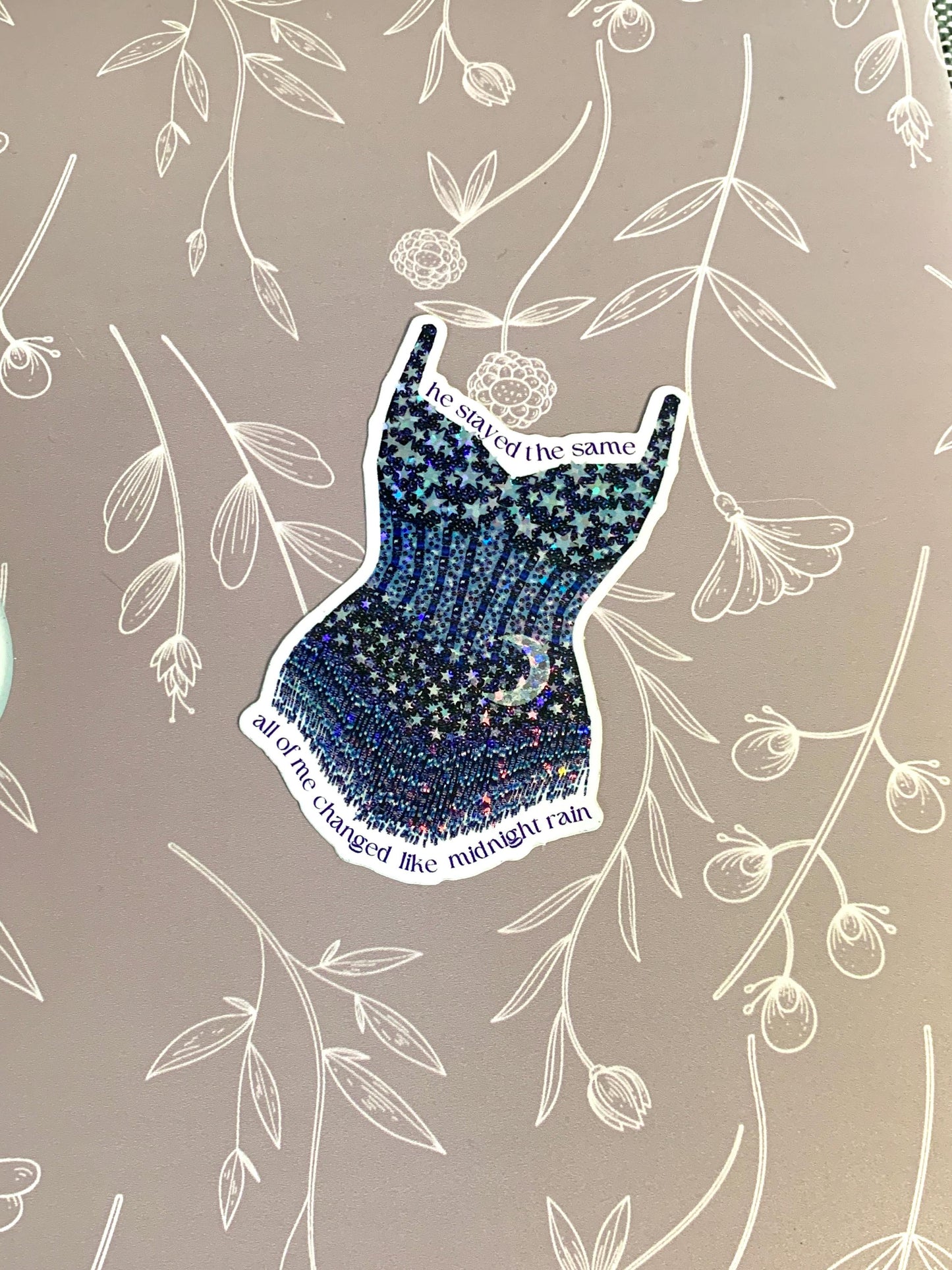 Moon and Stars Midnight Blue Sparkly Bodysuit Sticker, Eras Sticker