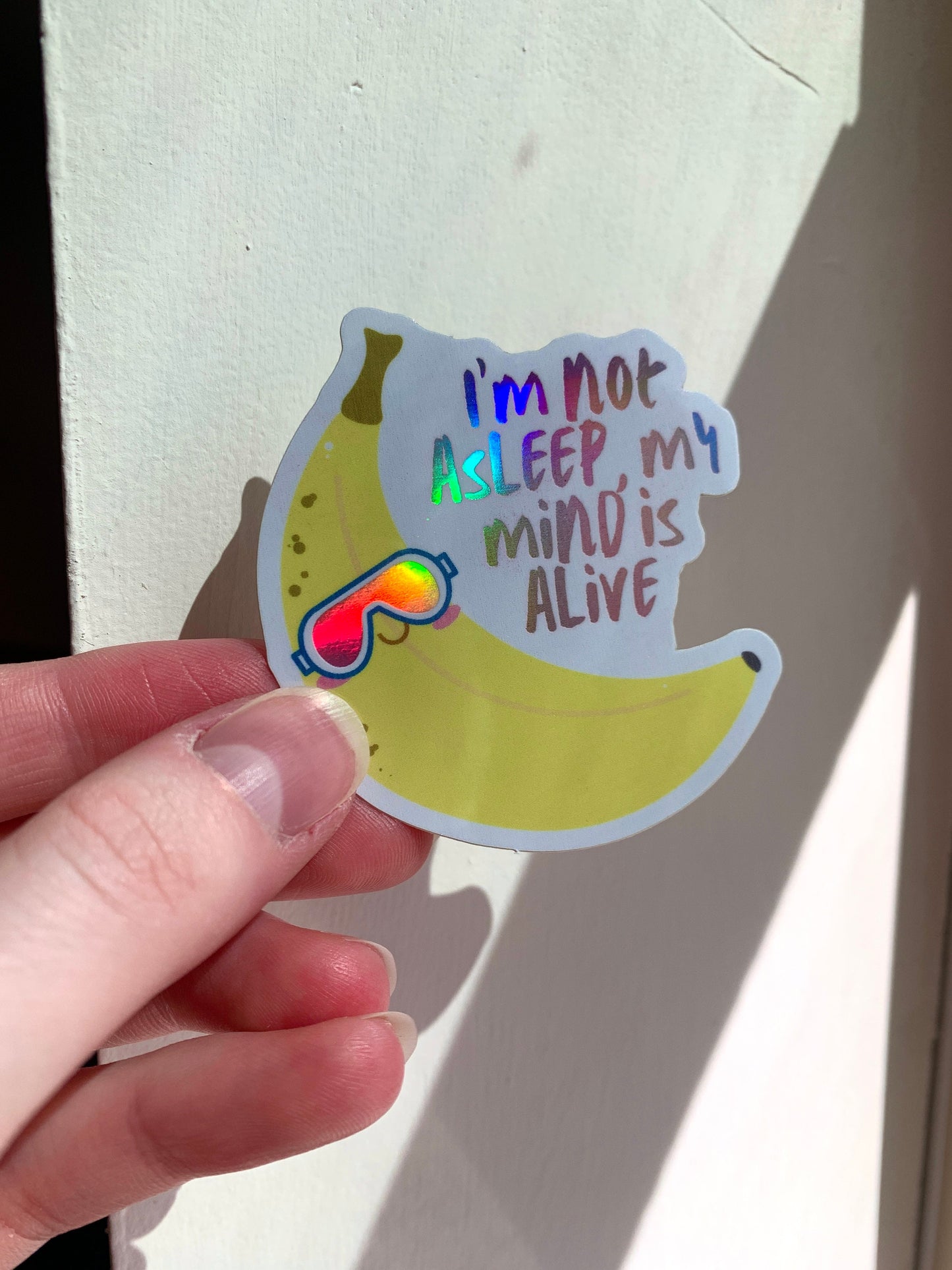 Holographic My Mind is Alive Funny Taylor Sticker, Banana Stickers Colorful Mirrors