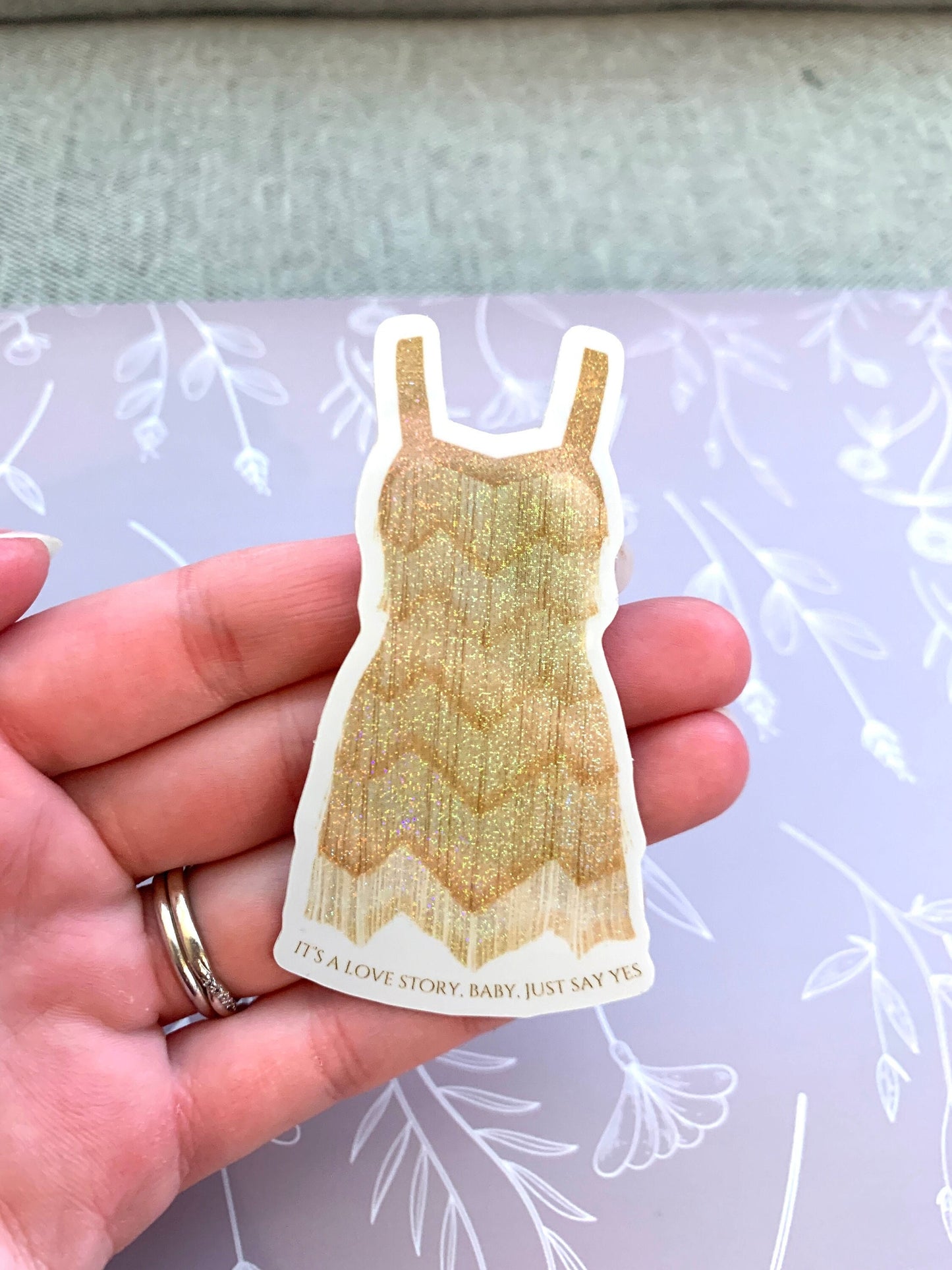 Gold Fringe Shimmery Eras Dress Tour Outfit Sticker