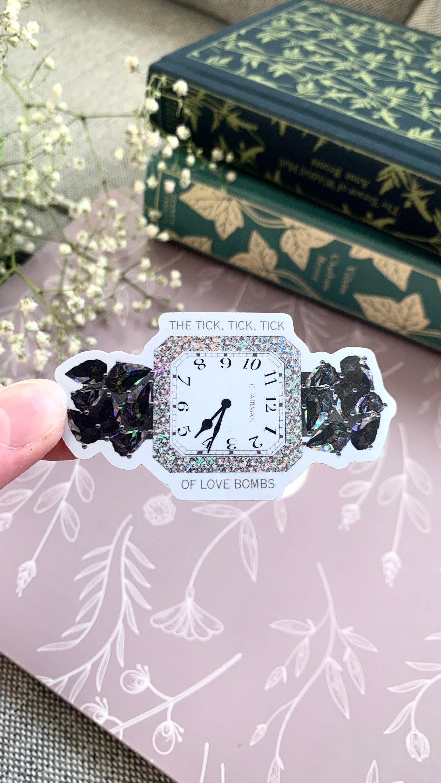 Chairman Silver Watch Clock Necklace Sticker -- Glitter Stickers