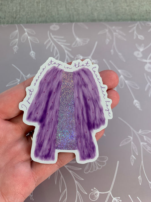 Lavender Shimmer Fur Coat Sticker, Design B