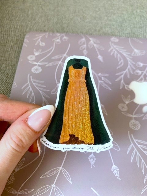 Orange Leaf Forest Dress with Green Cape, Eras Tour Sticker