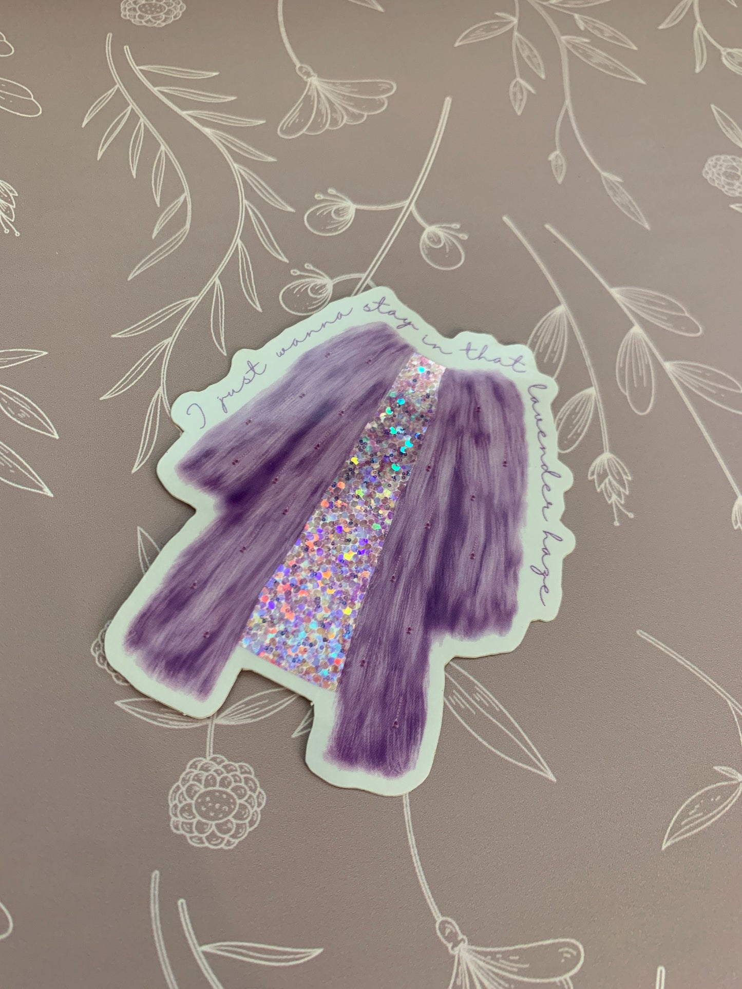 Lavender Rhinestone Fur Coat Sticker, Design A
