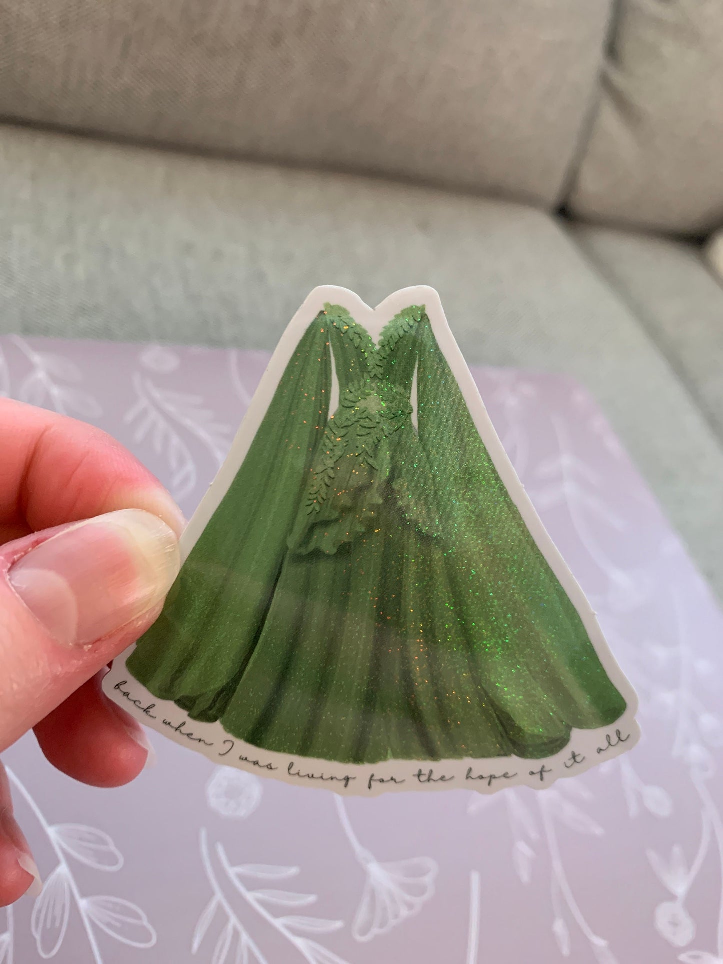 Green Flowy Leaf Forest Dress, Eras Tour Sticker