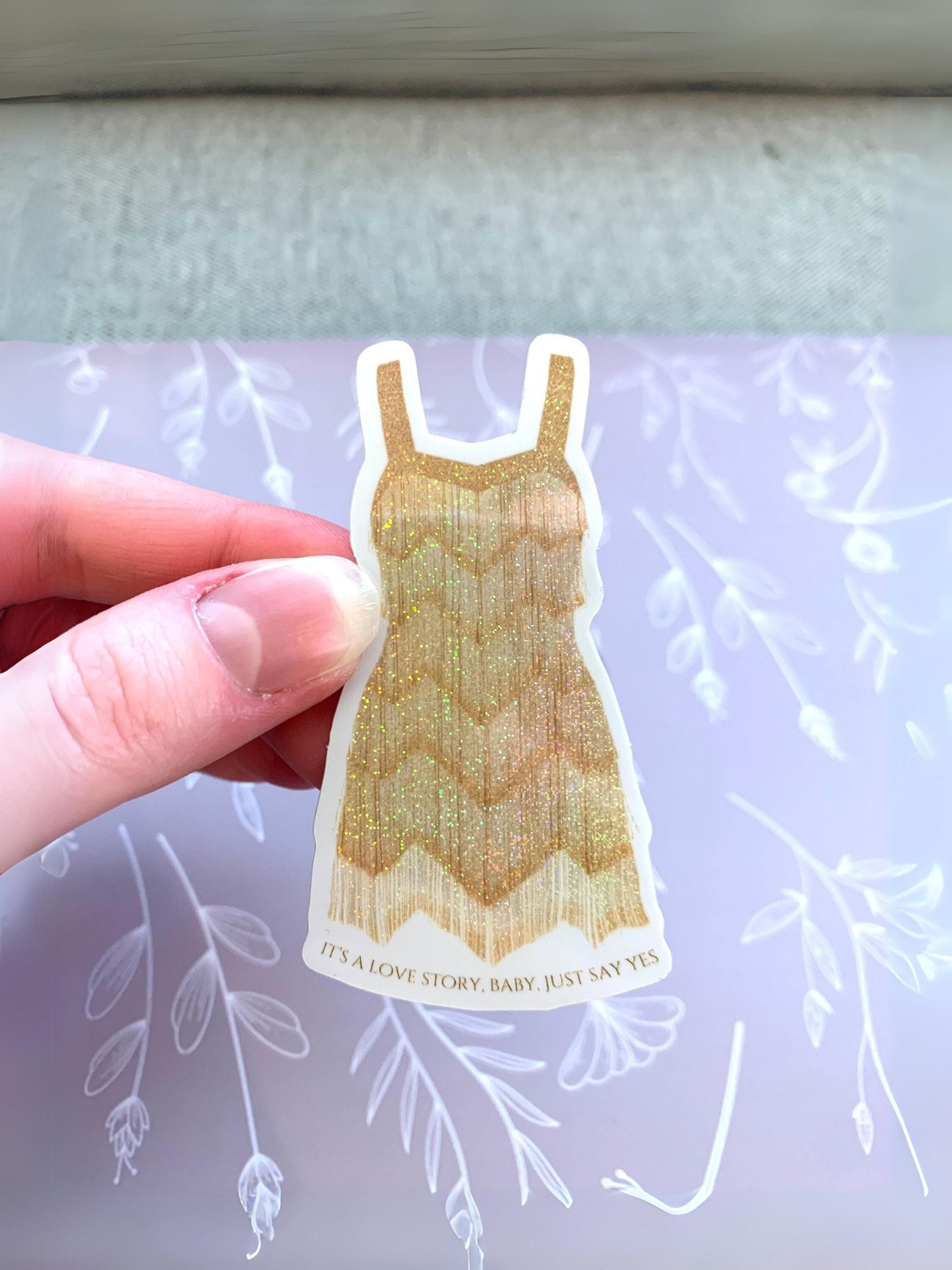 Gold Fringe Shimmery Eras Dress Tour Outfit Sticker