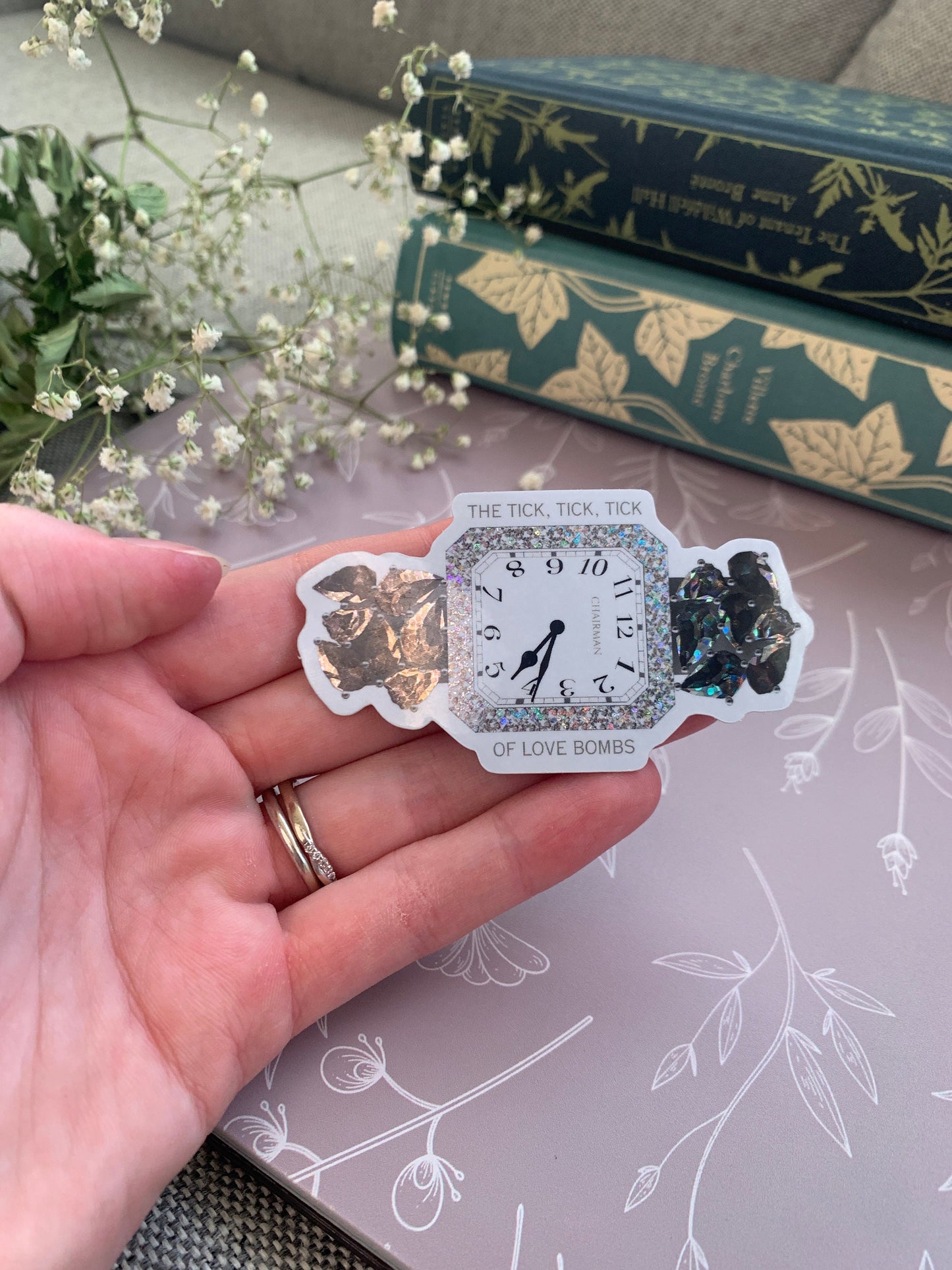 Chairman Silver Watch Clock Necklace Sticker -- Glitter Stickers