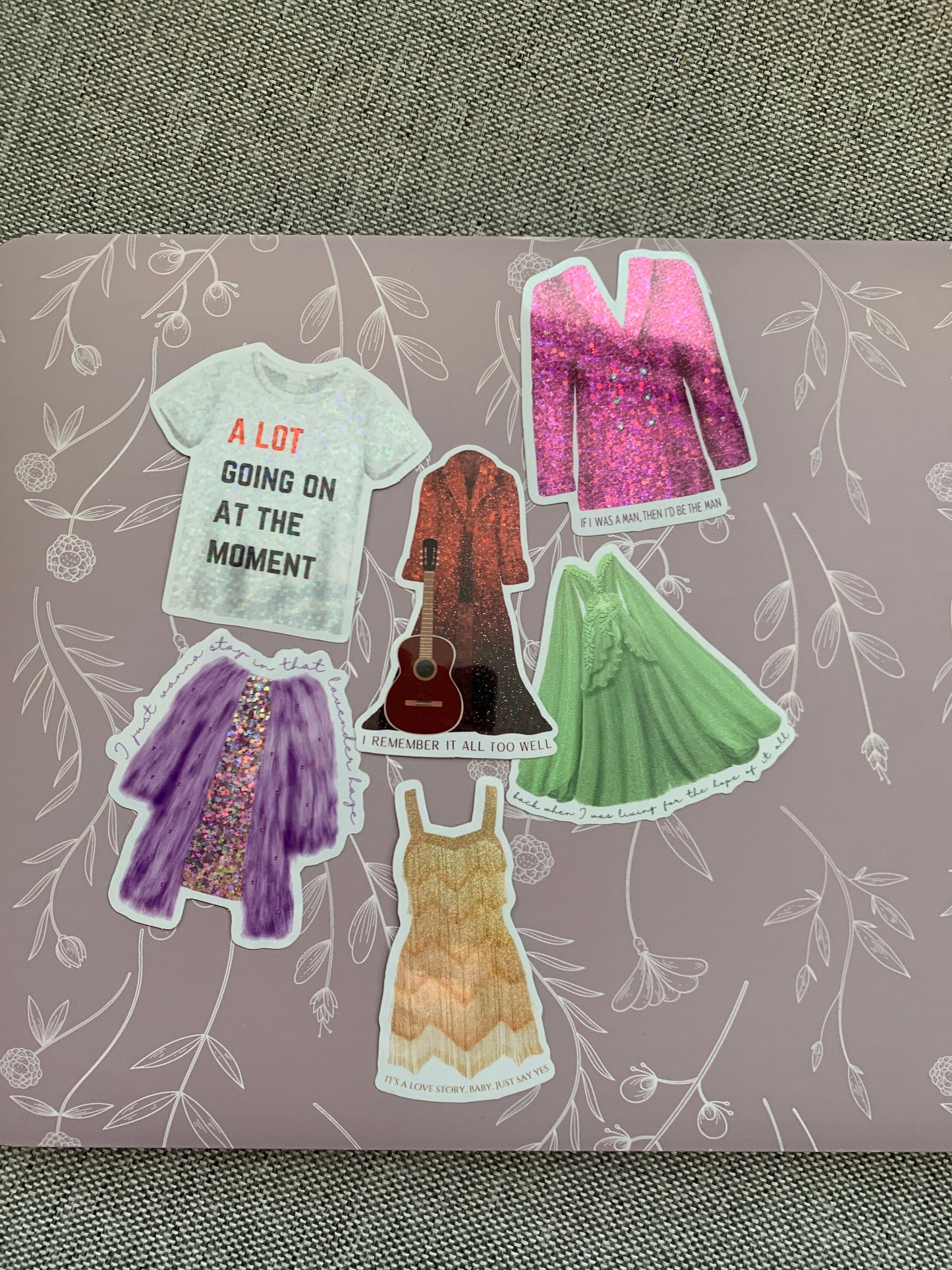 US Eras Outfits Glitter Sticker Bundle -- 6 Stickers