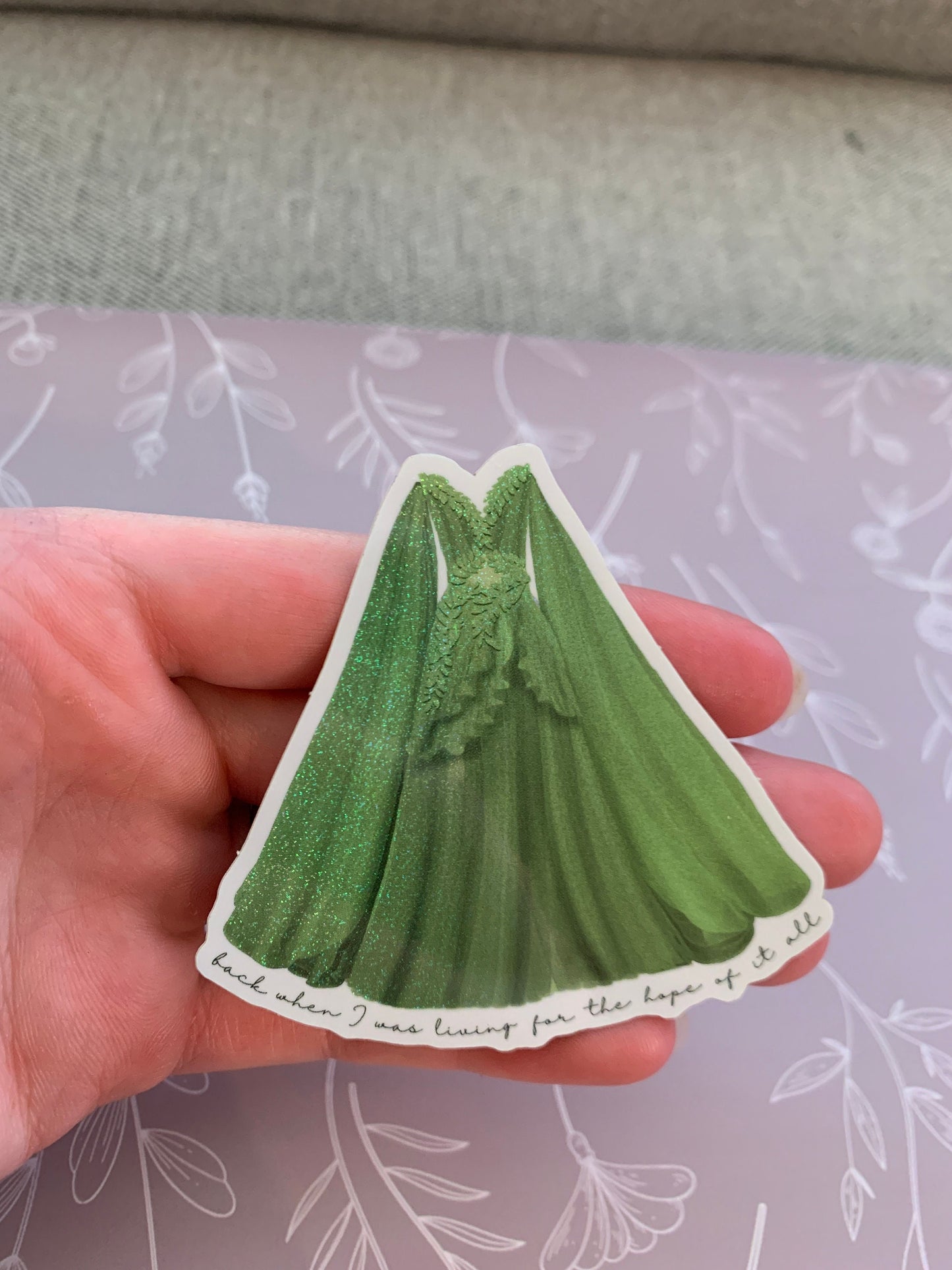 Green Flowy Leaf Forest Dress, Eras Tour Sticker