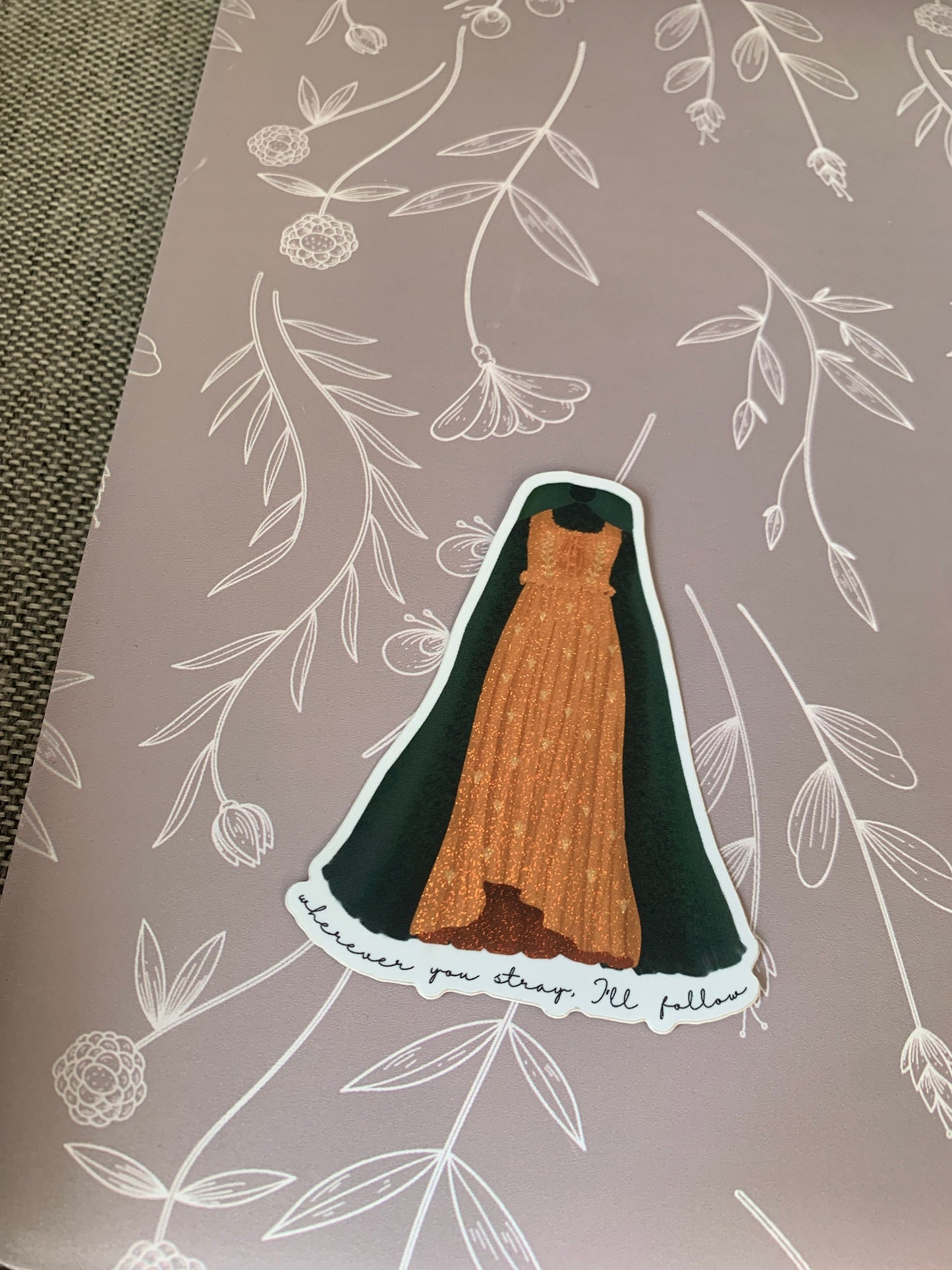 Orange Leaf Forest Dress with Green Cape, Eras Tour Sticker