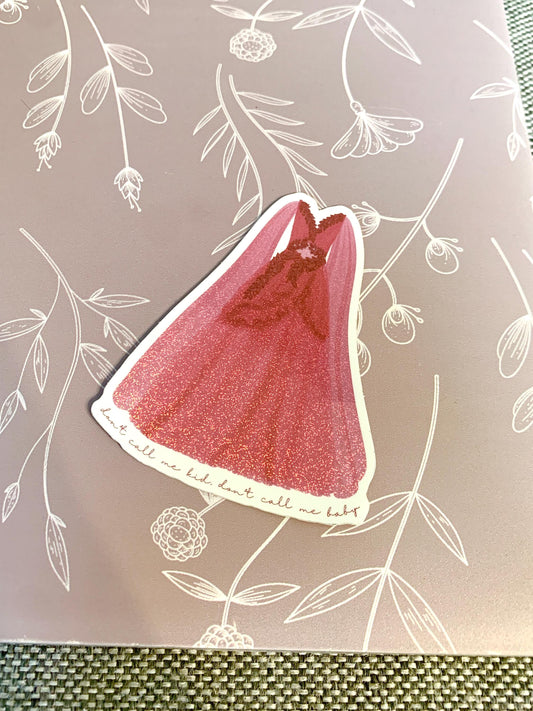 Berry Pink Flowy Leaf Forest Dress, Eras Sticker