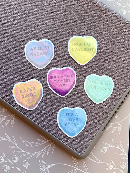 Valentines Taylor Lyric Hearts -- Vinyl Inspired Candy Heart Sticker Set