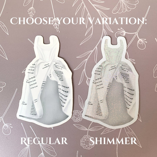 White Poetry Writing Corset Dress, Eras Tour Sticker (Regular and Shimmer Version)