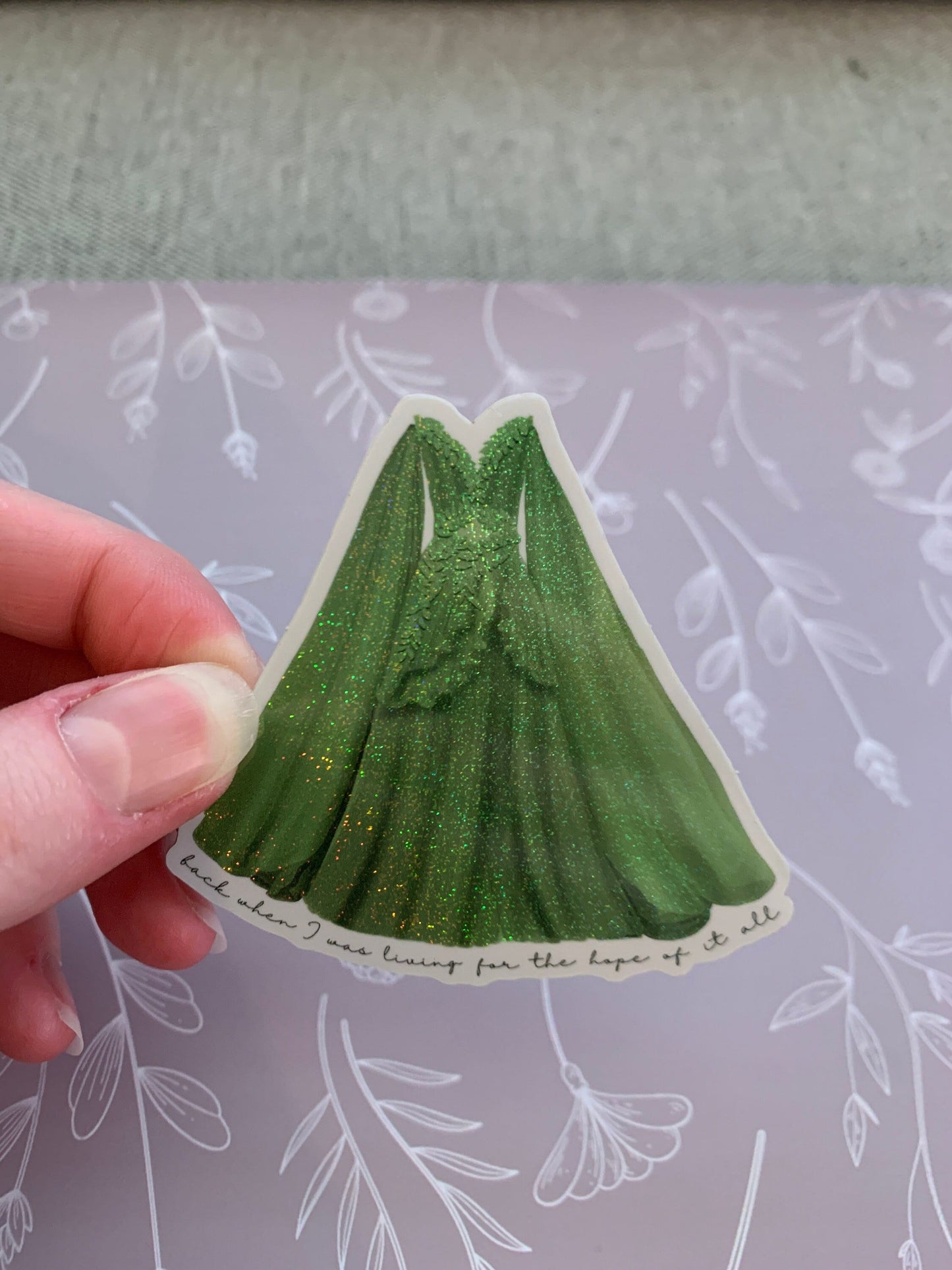 Green Flowy Leaf Forest Dress, Eras Tour Sticker