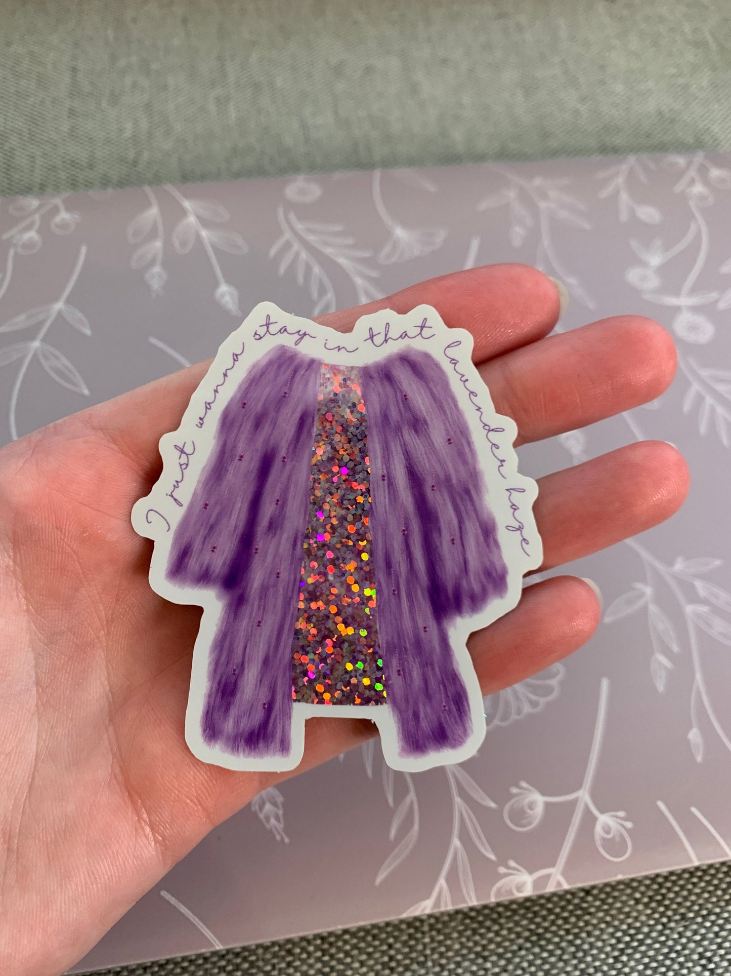 Lavender Rhinestone Fur Coat Sticker, Design A