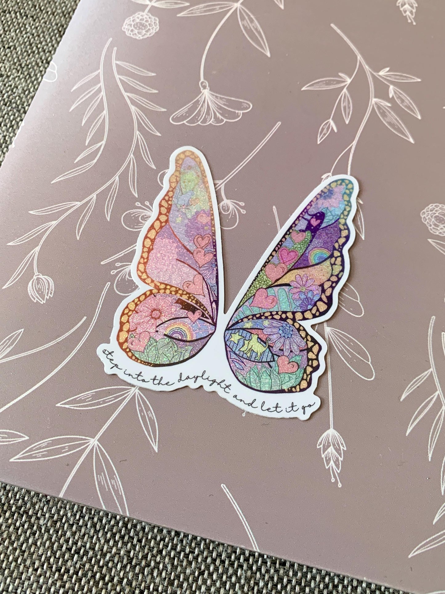 Butterfly Mural Painted Shimmery Sticker