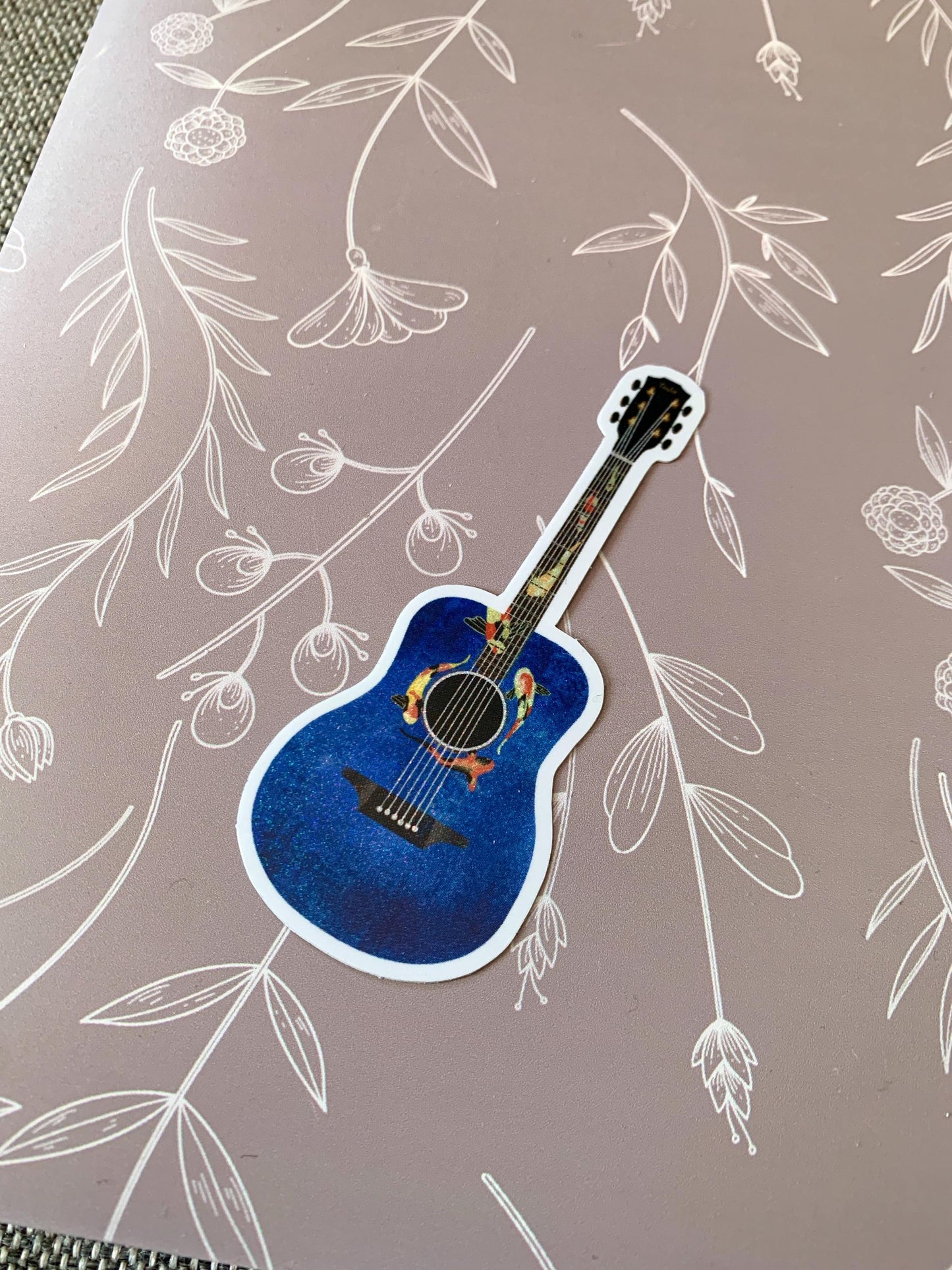 Koi Fish Guitar Shimmery Blue Sticker