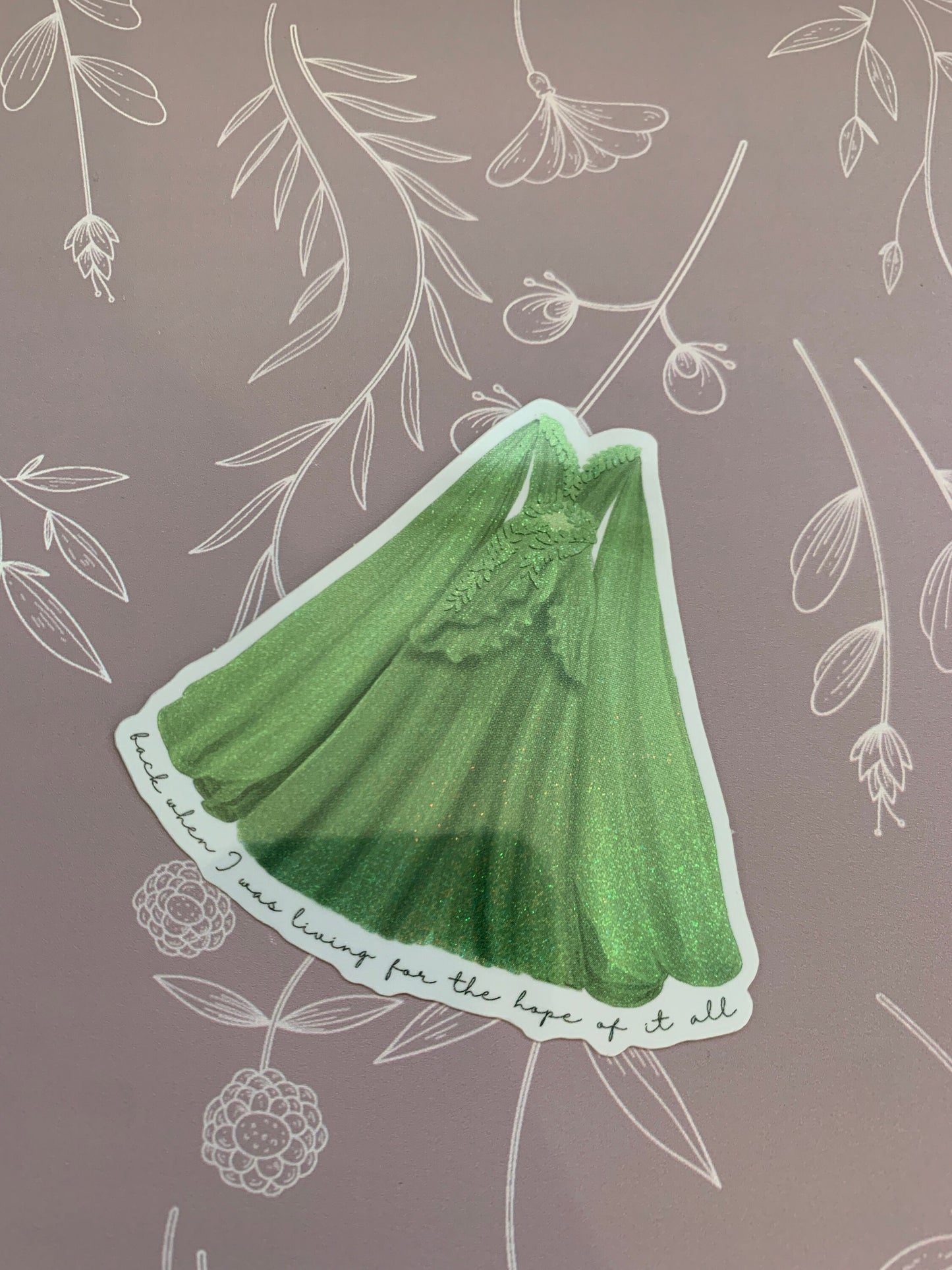 Green Flowy Leaf Forest Dress, Eras Tour Sticker