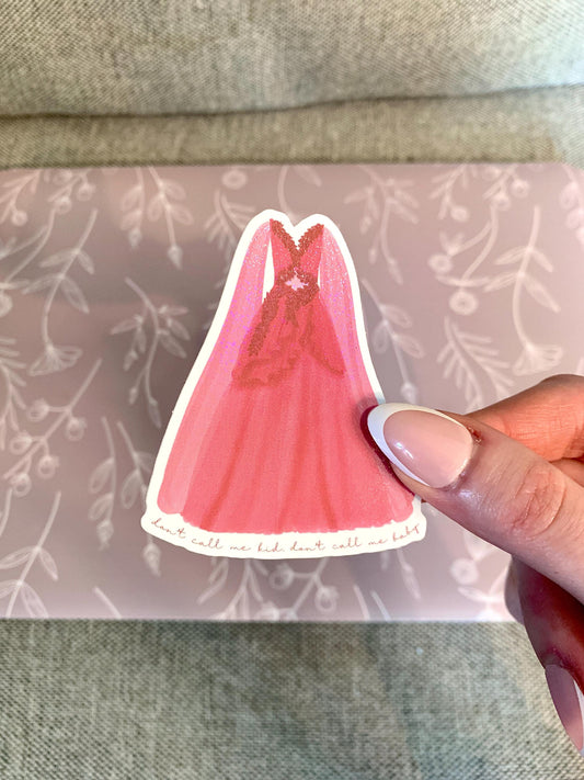 Berry Pink Flowy Leaf Forest Dress, Eras Sticker