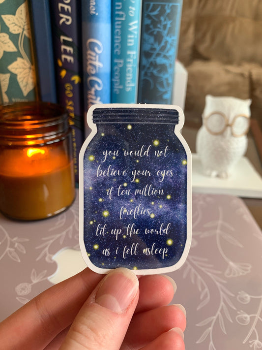 Fireflies Jar Sticker, You Would Not Believe Your Eyes Fireflies Jar Song Music Sticker