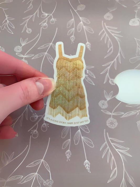Gold Fringe Shimmery Eras Dress Tour Outfit Sticker