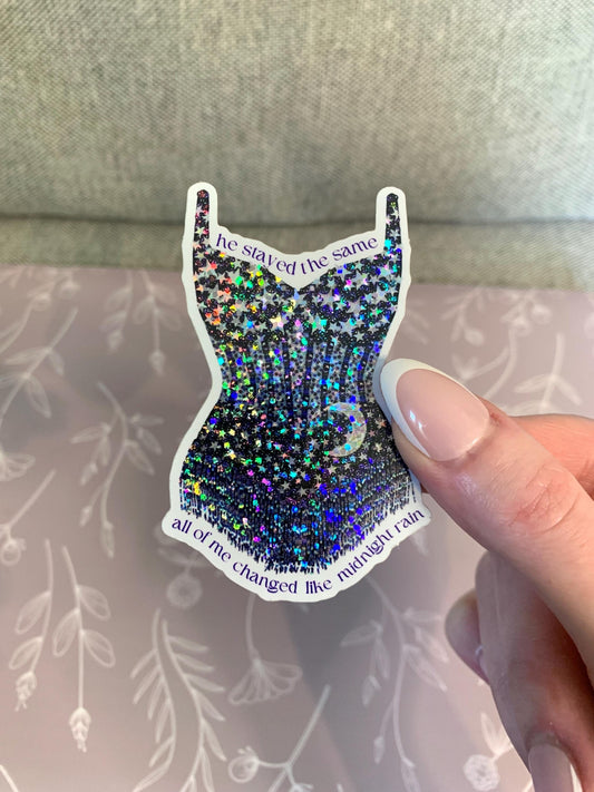 Moon and Stars Midnight Blue Sparkly Bodysuit Sticker, Eras Sticker