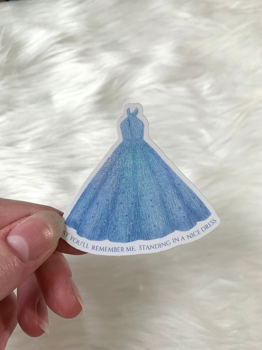 Shimmery Silver Blue Dress Sticker, Say You'll Remember Me