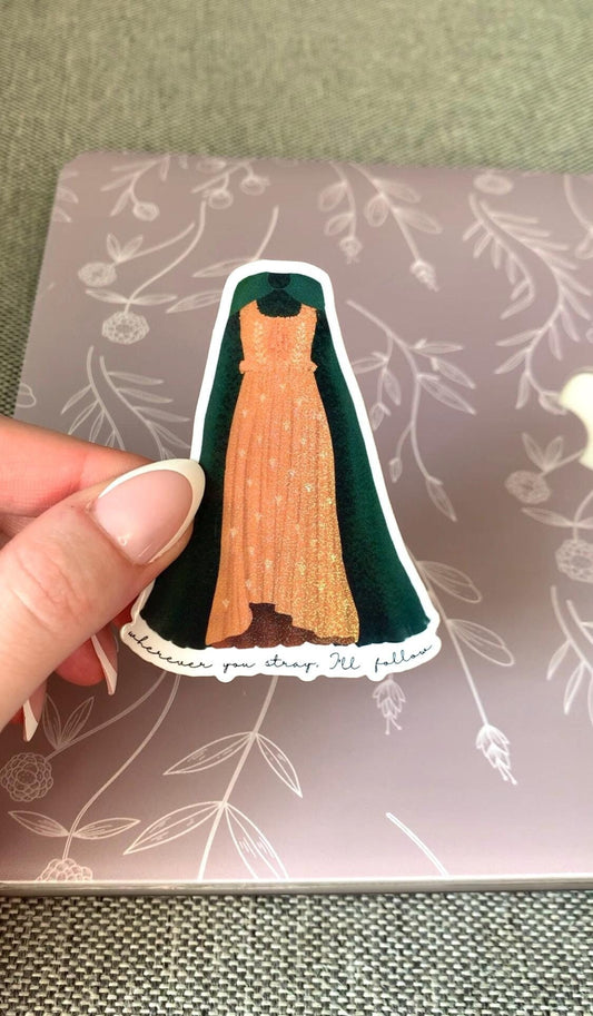 Orange Leaf Forest Dress with Green Cape, Eras Tour Sticker