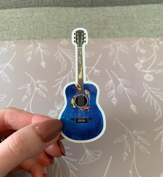 Koi Fish Guitar Shimmery Blue Sticker