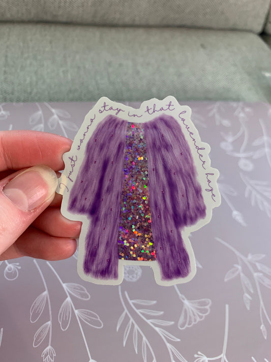 Lavender Rhinestone Fur Coat Sticker, Design A