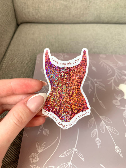 Orange Eras Glitter Bodysuit Tour Sticker