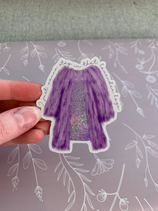 Lavender Shimmer Fur Coat Sticker, Design B
