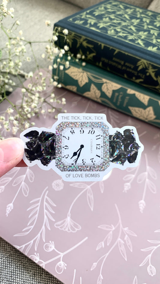 Chairman Silver Watch Clock Necklace Sticker -- Glitter Stickers