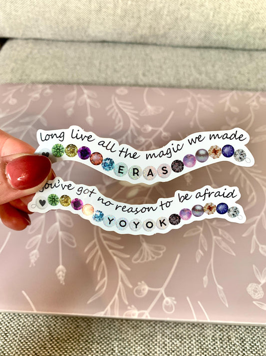 Eras Friendship Bracelet Shimmery Stickers -- Bundle of 2