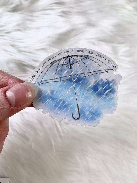Clean Sticker, Rain and Umbrella, Shimmery Raindrops Sticker