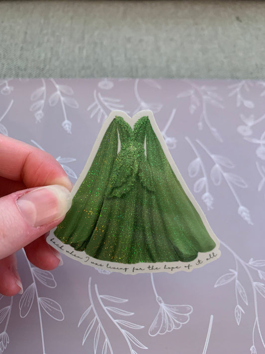 Green Flowy Leaf Forest Dress, Eras Tour Sticker