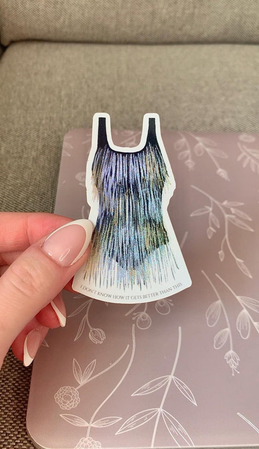 Silver and Black Fringe Shimmery Eras Dress Tour Outfit Sticker