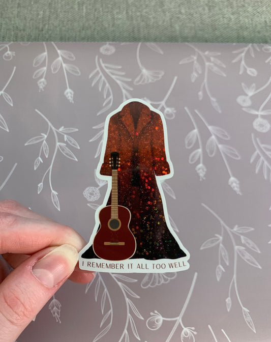 Red Glitter Coat Sticker, I Remember it All Too Well Tour Sticker
