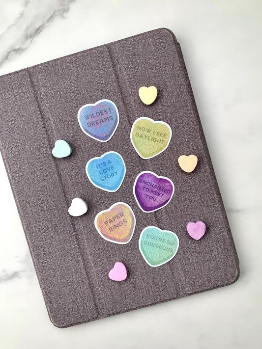 Valentines Taylor Lyric Hearts -- Vinyl Inspired Candy Heart Sticker Set