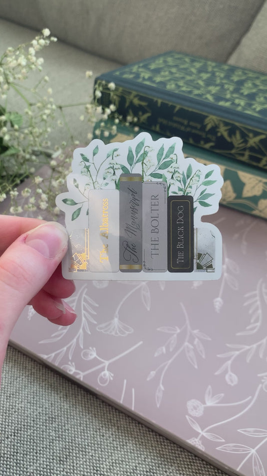 Poets Variants Neutral Gradient Books Sticker -- Gold Accents