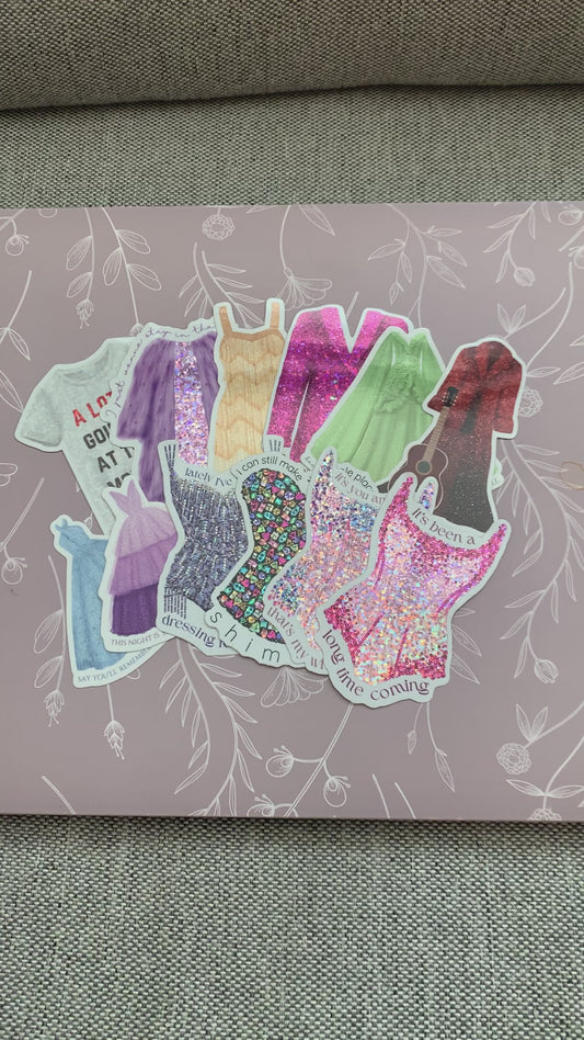 USA Eras Outfits Glitter Tour Sticker Bundle -- 12 Stickers