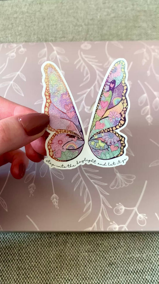 Butterfly Mural Painted Shimmery Sticker