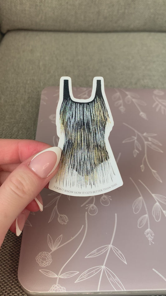Silver and Black Fringe Shimmery Eras Dress Tour Outfit Sticker
