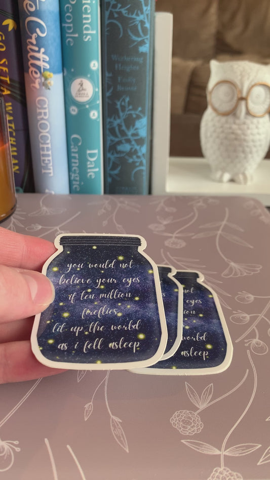 Fireflies Jar Sticker, You Would Not Believe Your Eyes Fireflies Jar Song Music Sticker
