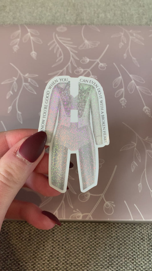 White and Silver Performance Jacket Set Sticker, Eras Outfit Sticker