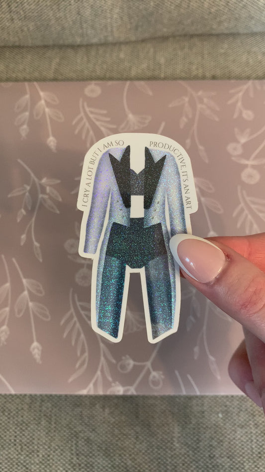 Silver and Charcoal Performance Jacket Set Sticker, Eras Sticker