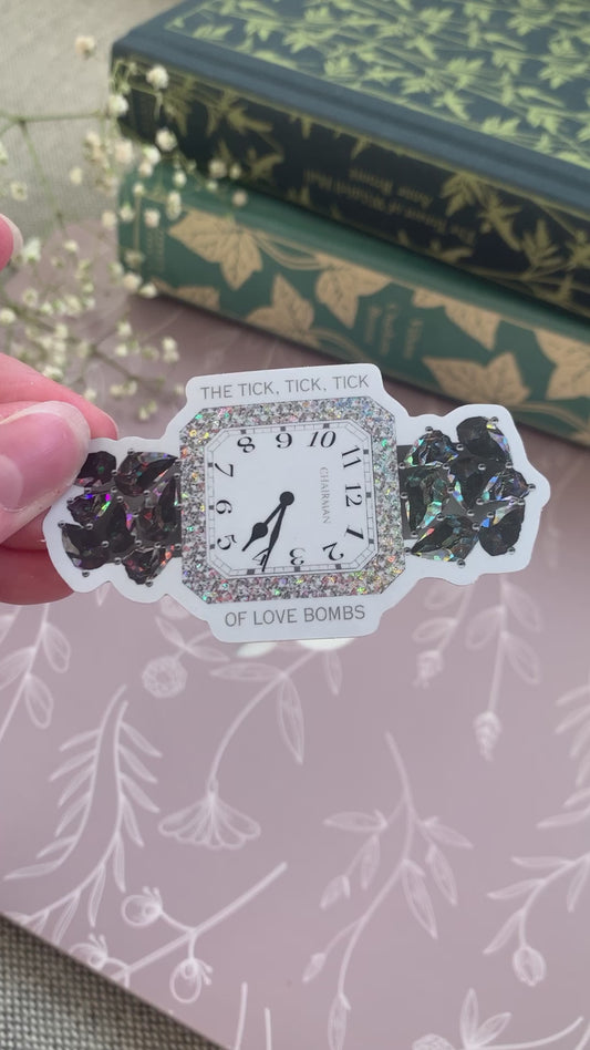 Chairman Silver Watch Clock Necklace Sticker -- Glitter Stickers