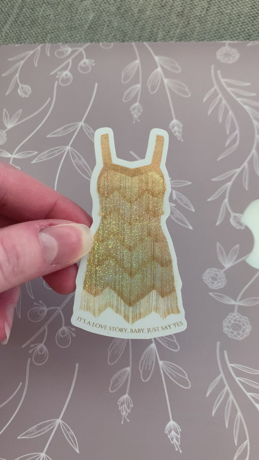 Gold Fringe Shimmery Eras Dress Tour Outfit Sticker