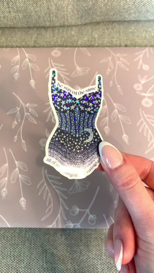 Moon and Stars Midnight Blue Sparkly Bodysuit Sticker, Eras Sticker