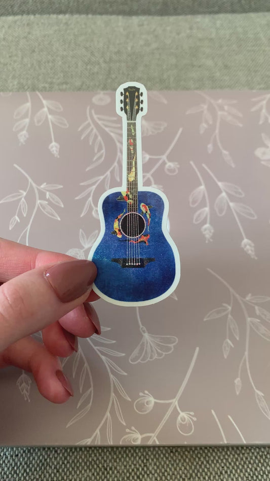 Koi Fish Guitar Shimmery Blue Sticker